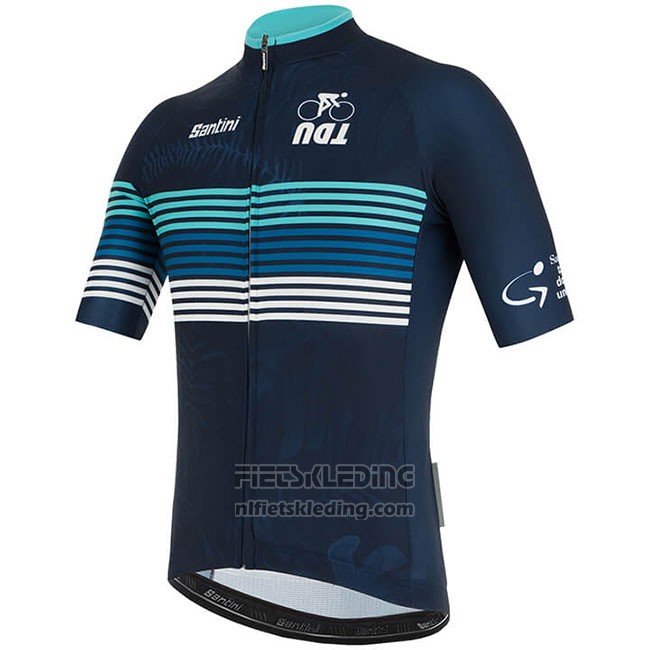 2019 Fietskleding Tour Down Under Blauw Korte Mouwen en Koersbroek